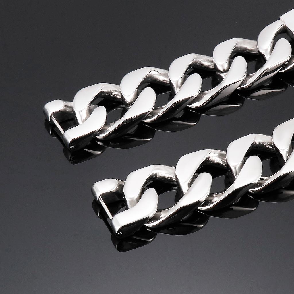 Stainless Steel Cubic Zircon Men's Bracelet Hip Hop Chunky Shiny Trend Jewelry Heavy Cuban Chain Accessories Gift