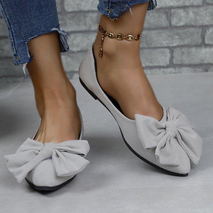 Women Flats Bow Pointed Toe Shoes Female Suede Walking Dress Shoes Spring Fashion Casual Sandals Shallow Zapatillas Mujer