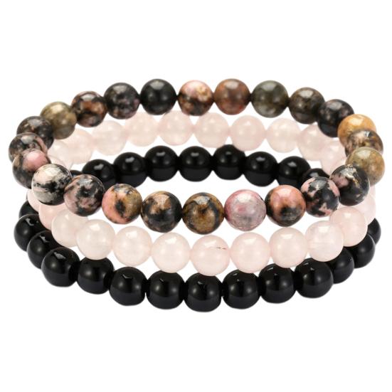 3ks/Sada Kamenný Náramek Tři v Jednom Okouzlující Elastická Šňůrka Přírodní Modrý Zlatý Tygr Oko Achátový Kámen