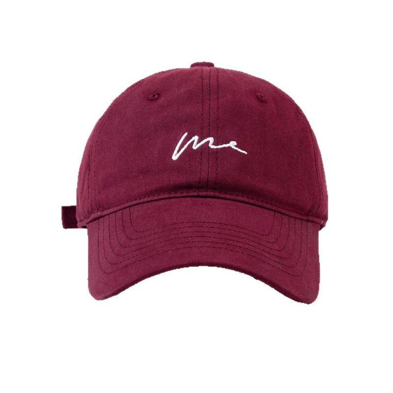 Burgundy Big Head Circumference Hat Baseball Cap Big Face Showing Small Face Wide Brim Female Enlarged Deepened Top Red Cap