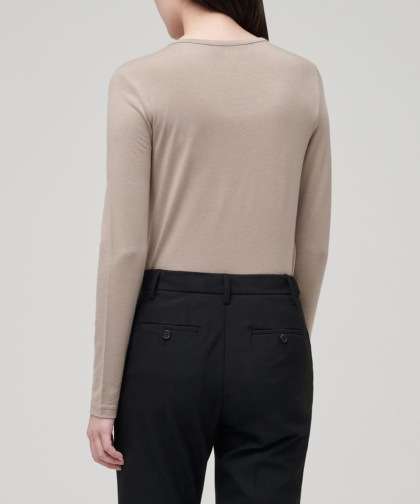 MUSINSA STANDARD WOMAN Women'S Tencel Y-Neck Long Sleeve T-Shirt [Dusty Beige]