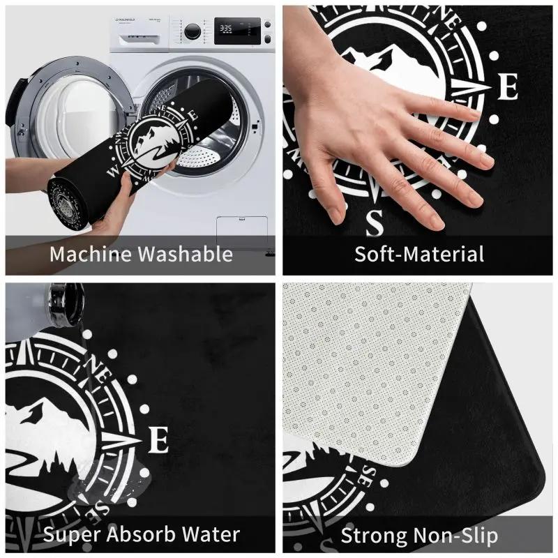 Custom Mountain Road With Compass Doormat Mat Anti-Slip Navigation Kitchen Bath Balcony Rug Carpet 40*60cm
