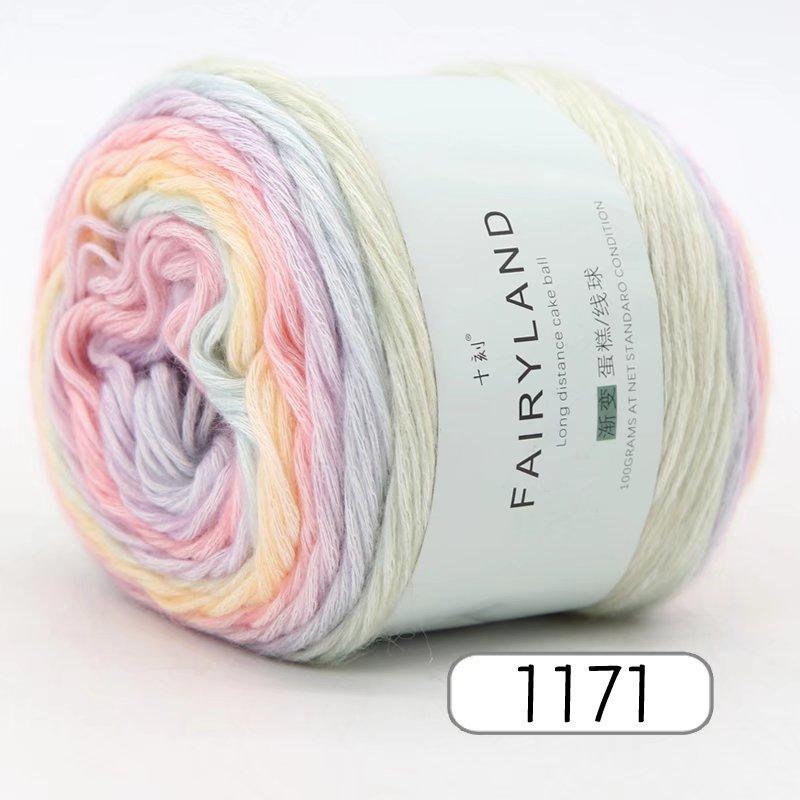 Cake Wool Segment Dyeing Gradual Change Baby Children'S Wool Cotton Thread Rainbow Thread Handwoven Shawl Scarf Sweater Special