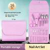 4/16Pcs Manicure Pedicure Kit Professional Nail Clippers Cuticle Nippers Set With Travel Case