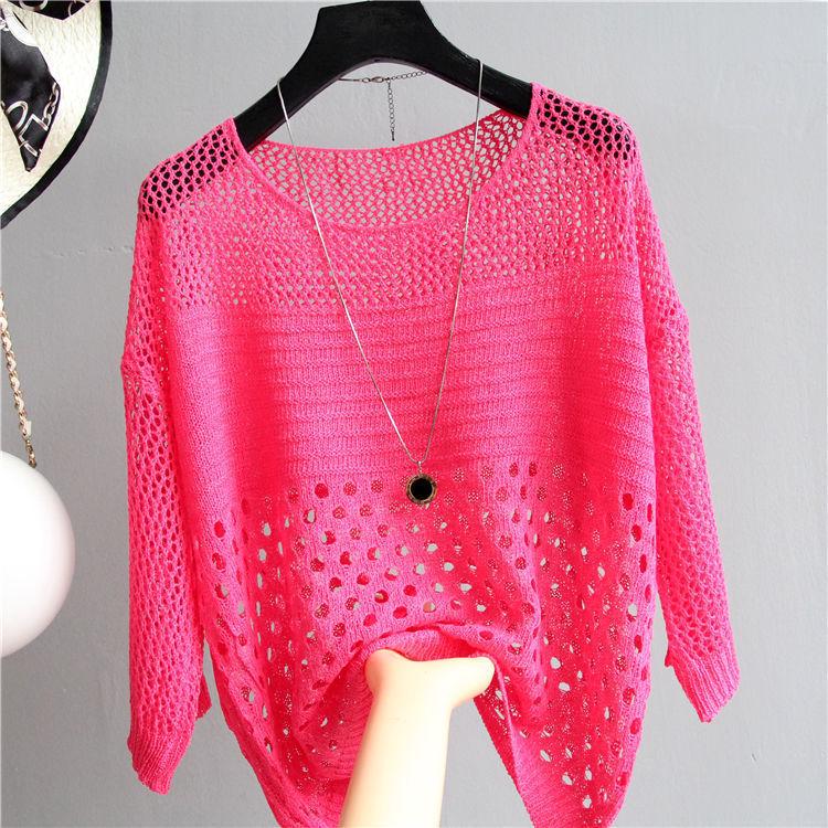 2026 Summer Women's Slim Hollow Knit Pullover - Lightweight Sun Protection Top