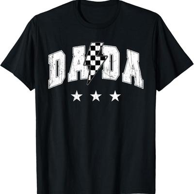 Retro Dada Lightning Bolt Checkered Father'S Day T Shirt
