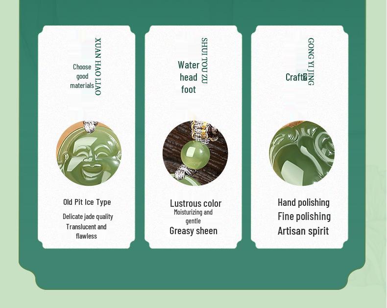 Hetian Jade Maitreya Buddha Anhänger Halskette – Damen Lanyard Schmuck