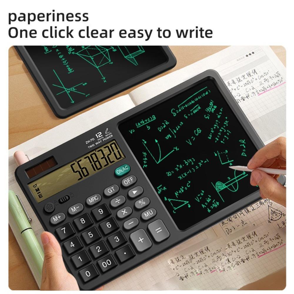 12 Digits 2in1 Calculator With Writing Pad Solar Power Math Calculator Dual Stylus Pen Calculator Lcd Tablet