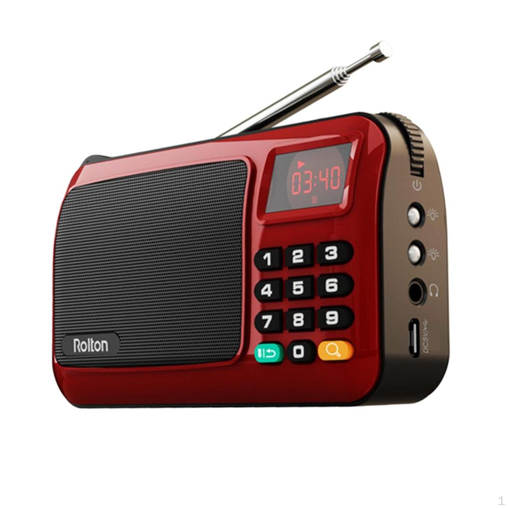 Radio MP3 Music Player with LED Display Rechargeable Headphone Function Emergency Flashlight