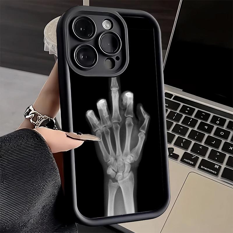 Phone Case for iPhone 17 Air 16E 15 16 Pro Max Funny X-Ray Hand Bones Cover 14 Plus 13 12 Mini Soft Shell Silicone Fundas