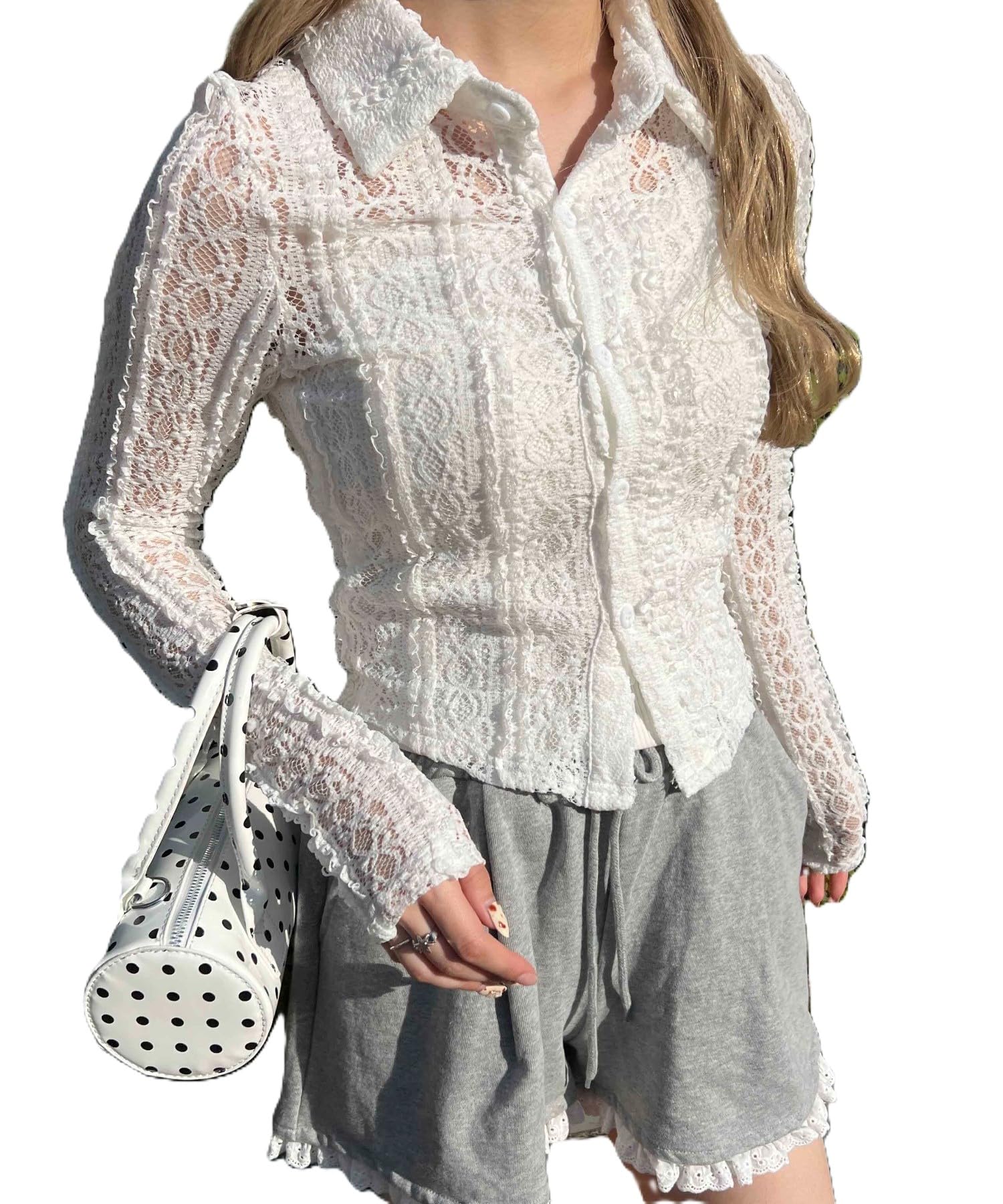 

WEGO Кружевное плиссе Размер Белый Женская рубашка, F, белый