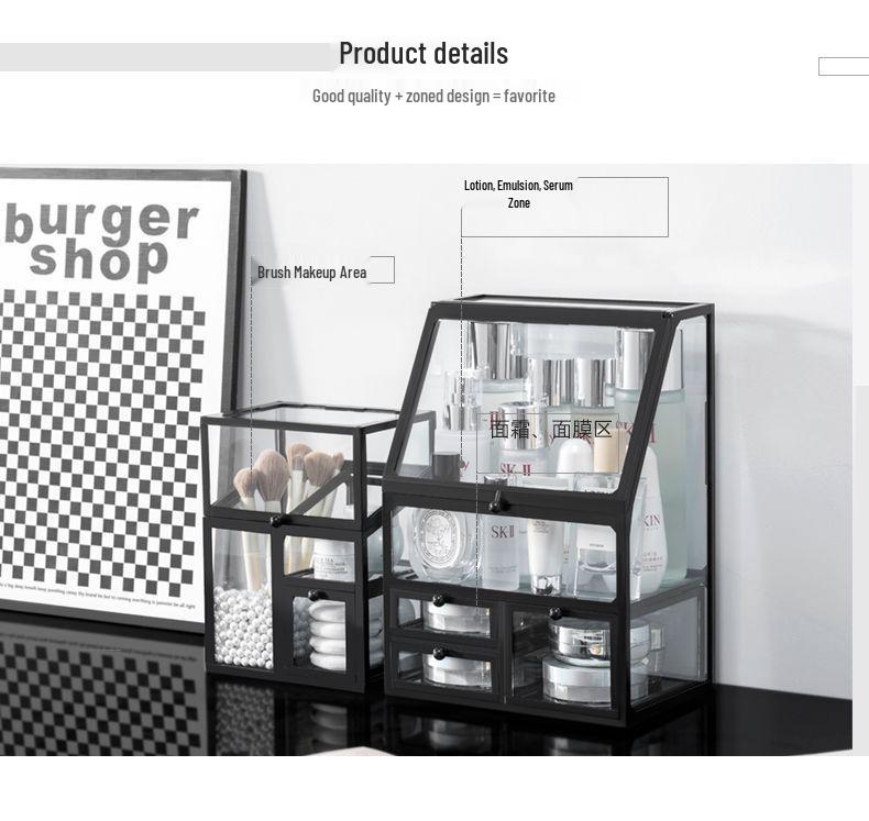 Luxury Glass Cosmetic Organizer - Dustproof Storage for Skincare, Lipsticks, and Masks