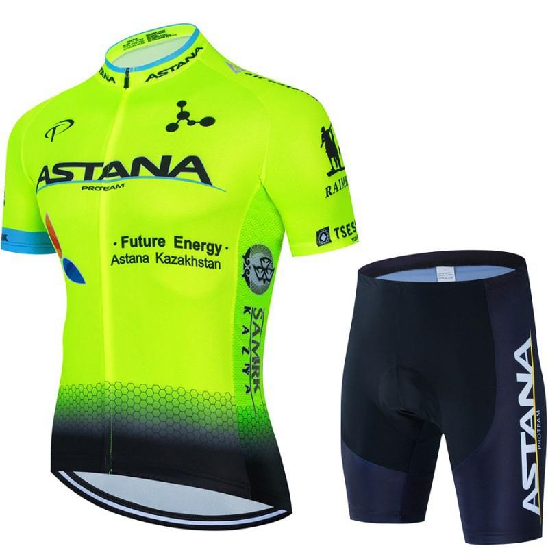 Mens Cycling Bib Shorts Set With Short Sleeve Jersey Breathable Sportwear Road Bike Riding