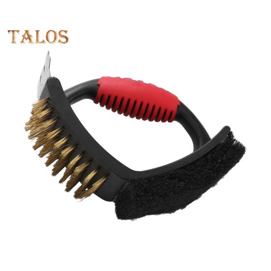 

Универсальный скребок для барбекю 3 в 1, термостойкий инструмент для чистки гриля из нержавеющей стали для газовых угольных и обычных духовок золотистый