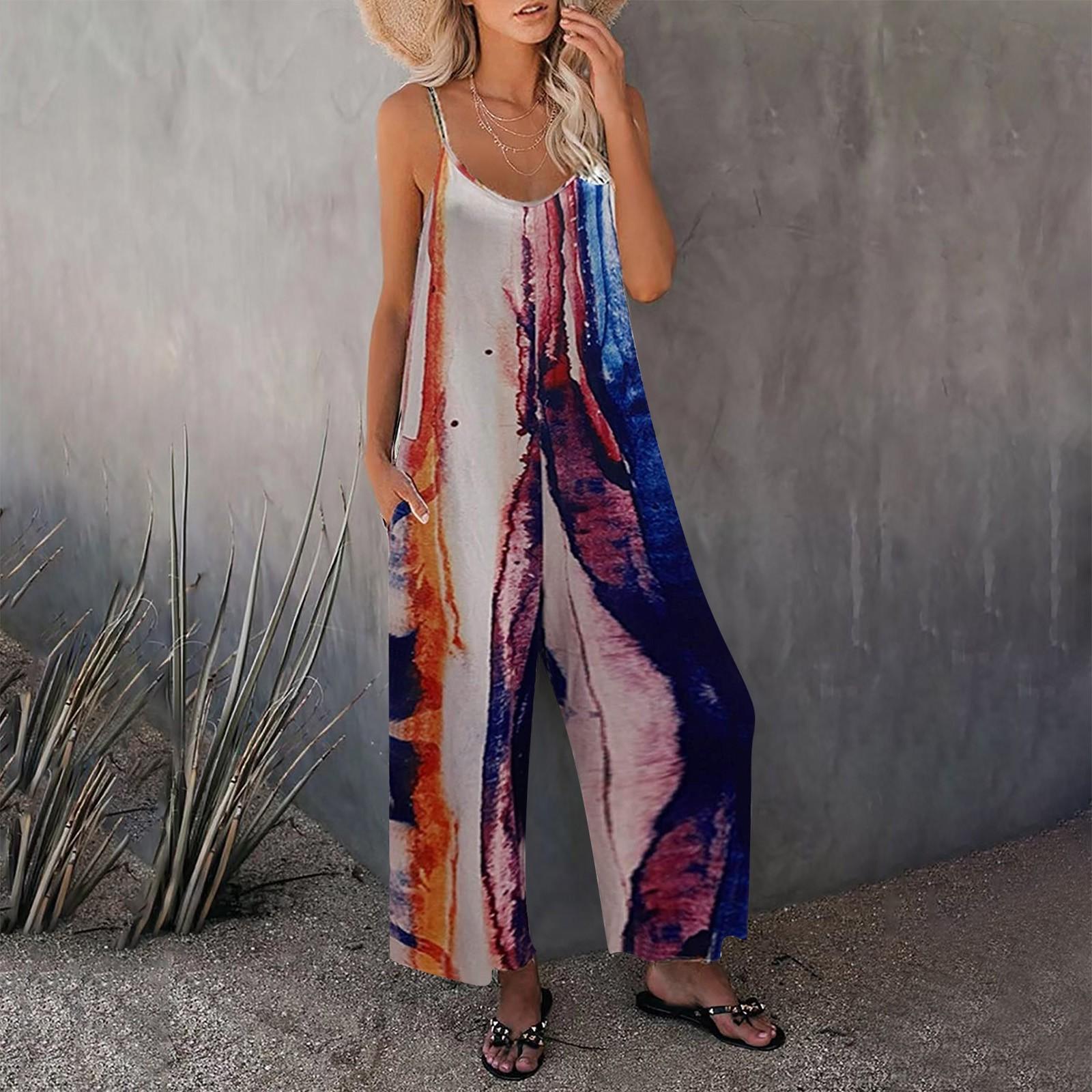 

Женские свободные комбинезоны без рукавов с регулируемыми бретельками, эластичные длинные брюки, комбинезон с карманами M