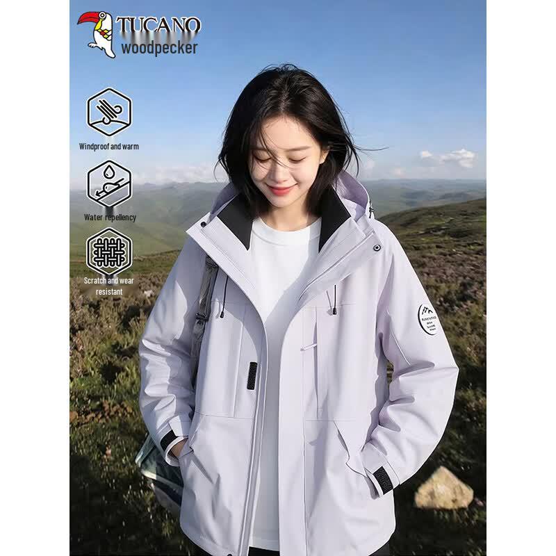 TUCANO Women s Loose Fit Hooded Windproof Waterproof Outdoor Jacket S лиловый