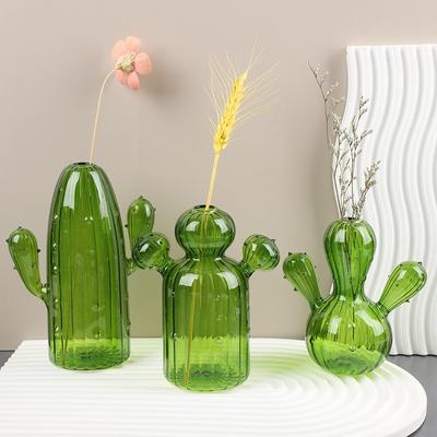 Creative Cactus Glass Vase Aromatherapy Bottle Nordic Vases Hydroponic Flower Pot Simple Desktop Small Vase Home Decoration
