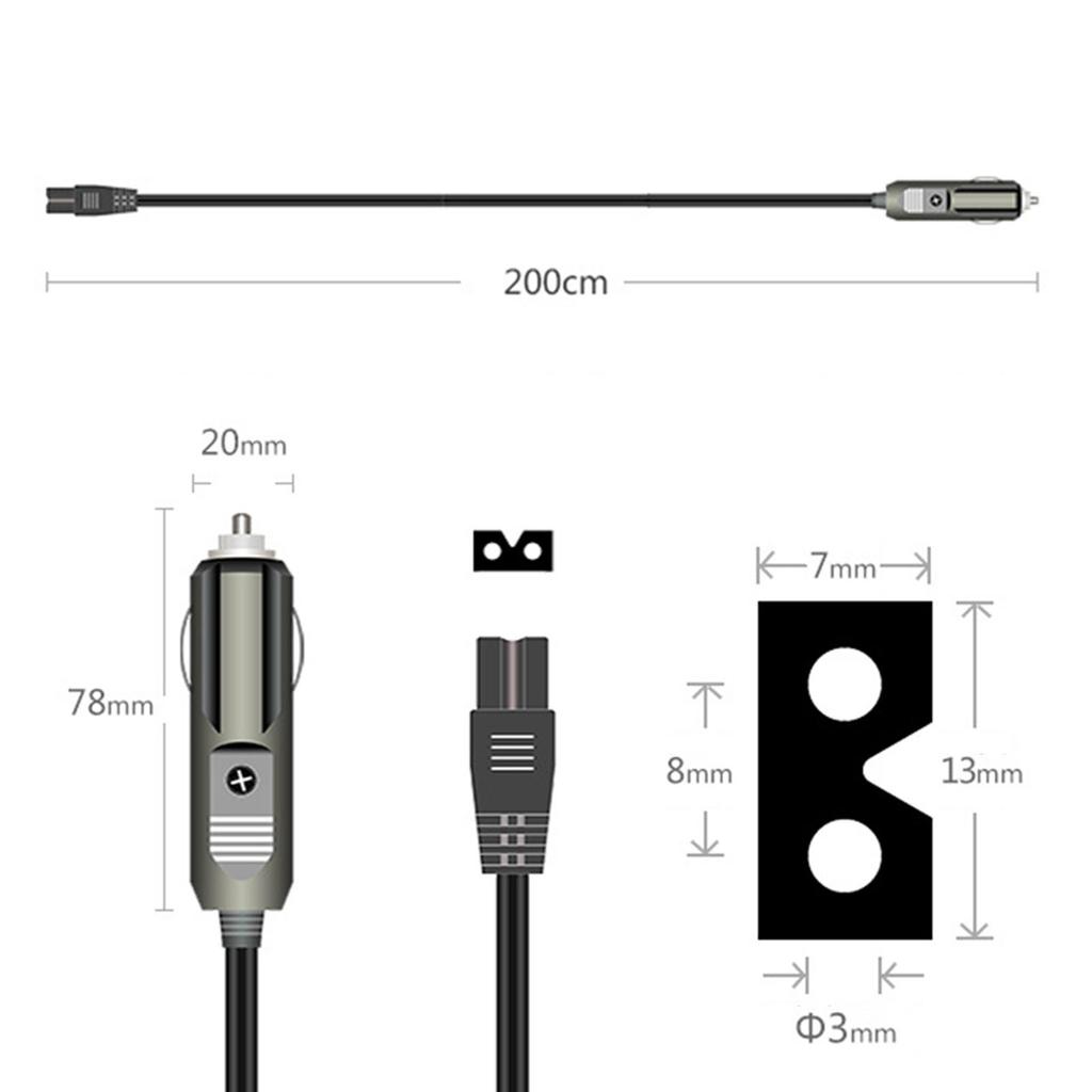 Refrigerator Power Cord Cable Universal Cigarette Lighter Connection Cable Suitable for Portable Refrigerator