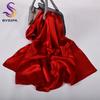 [BYSIFA]  Pure Silk Wine Red Silk Scarf Shawl Women Fashion Luxury Crepe Satin Silk Long Scarves Ladies Brand Head Scarf Cape