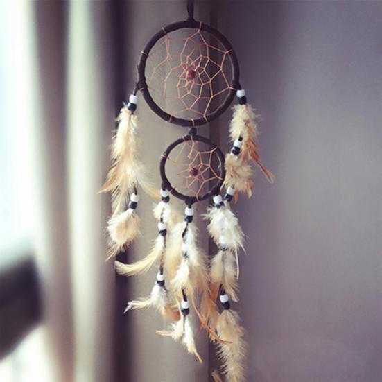 Double Circle Dream Catcher with Feathers Hanging Decoration Bedroom Ornament