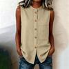 Women's Stand Collar Sleeveless Blouse, Button Pocket Casual Top, Lightweight Summer Shirt