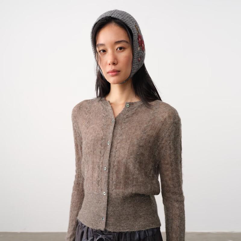 GREEN BELT Women's Slim Fit Alpaca Wool Blend Cardigan