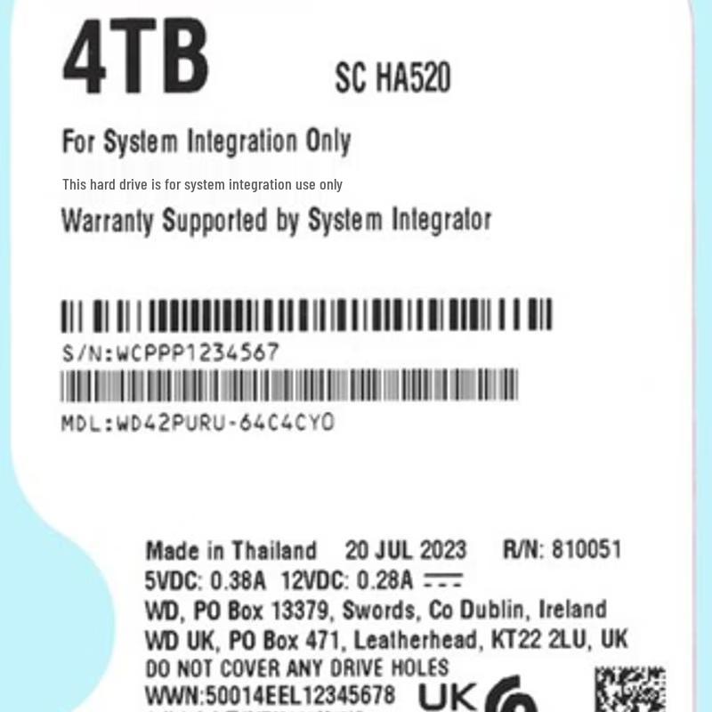 

Hikvision Western Digital 4TB Surveillance Hard Drive