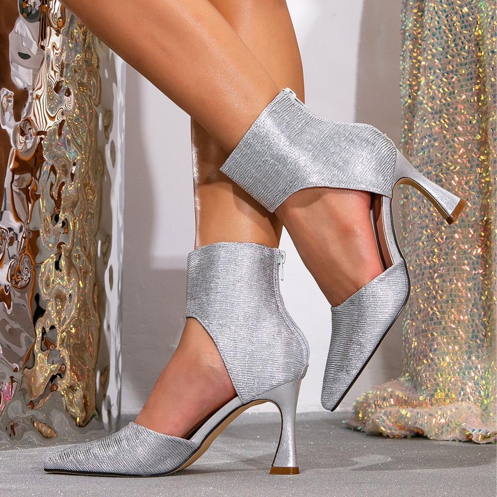 Women's Silver Heels 2025 New Summer Cool Boots Dating Party High Heels Sandals 2025 Hot