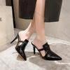 Fashion Comemore Women's Fashion Large Size Slippers Summer New Pointed Head Shallow Hollow Breathable Super High Heel Slides Shoes
