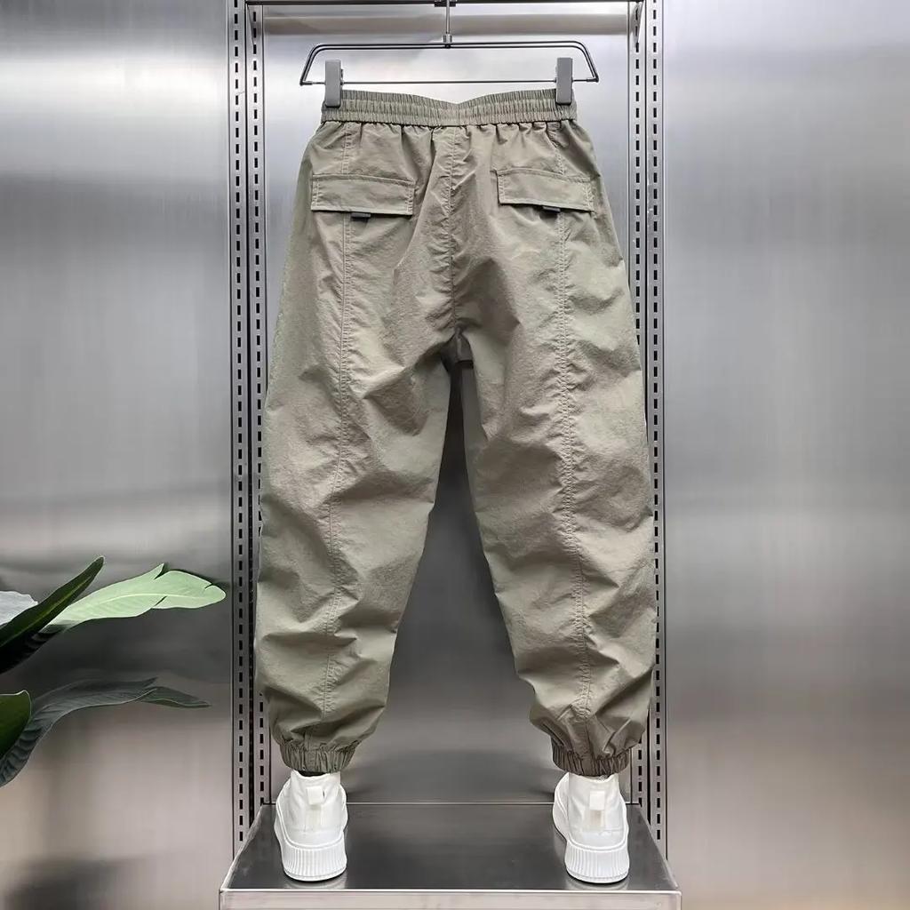 Pánské letní 9/10 tepláky Módní zúžené nohavice Ledový pocit Prodyšné ležérní kalhoty