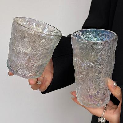 Buntes Glas Gletscherbecher Einfacher Haushalt Luxus Buntes Baummuster Glas Trinkgeschirr Saft Whiskey Cocktail Trinkgläser