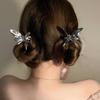 Hairpin Small Compact Metal Hair Clip Silver Color Butterflies Shape Back Head