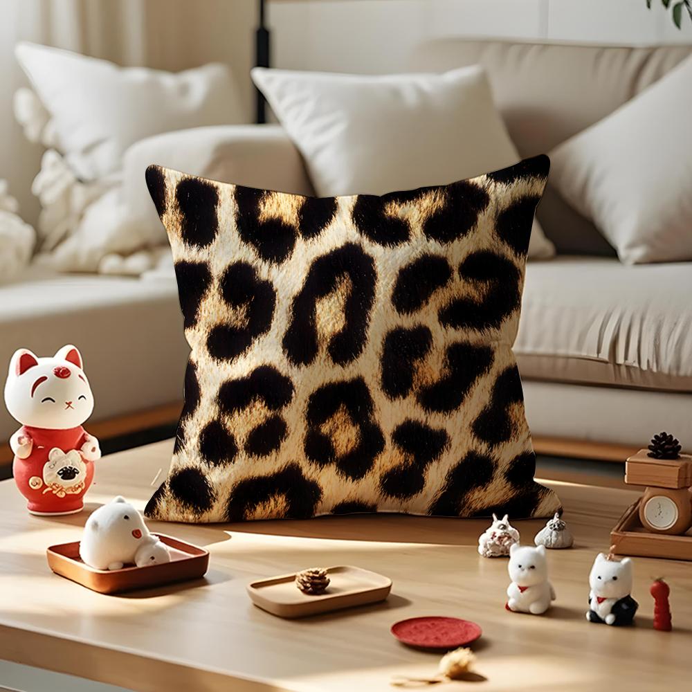 Leopard Print Cushion Cover Silky Short Plush Invisible Zipper Dustproof Sofa Pillow Case For Home Decor