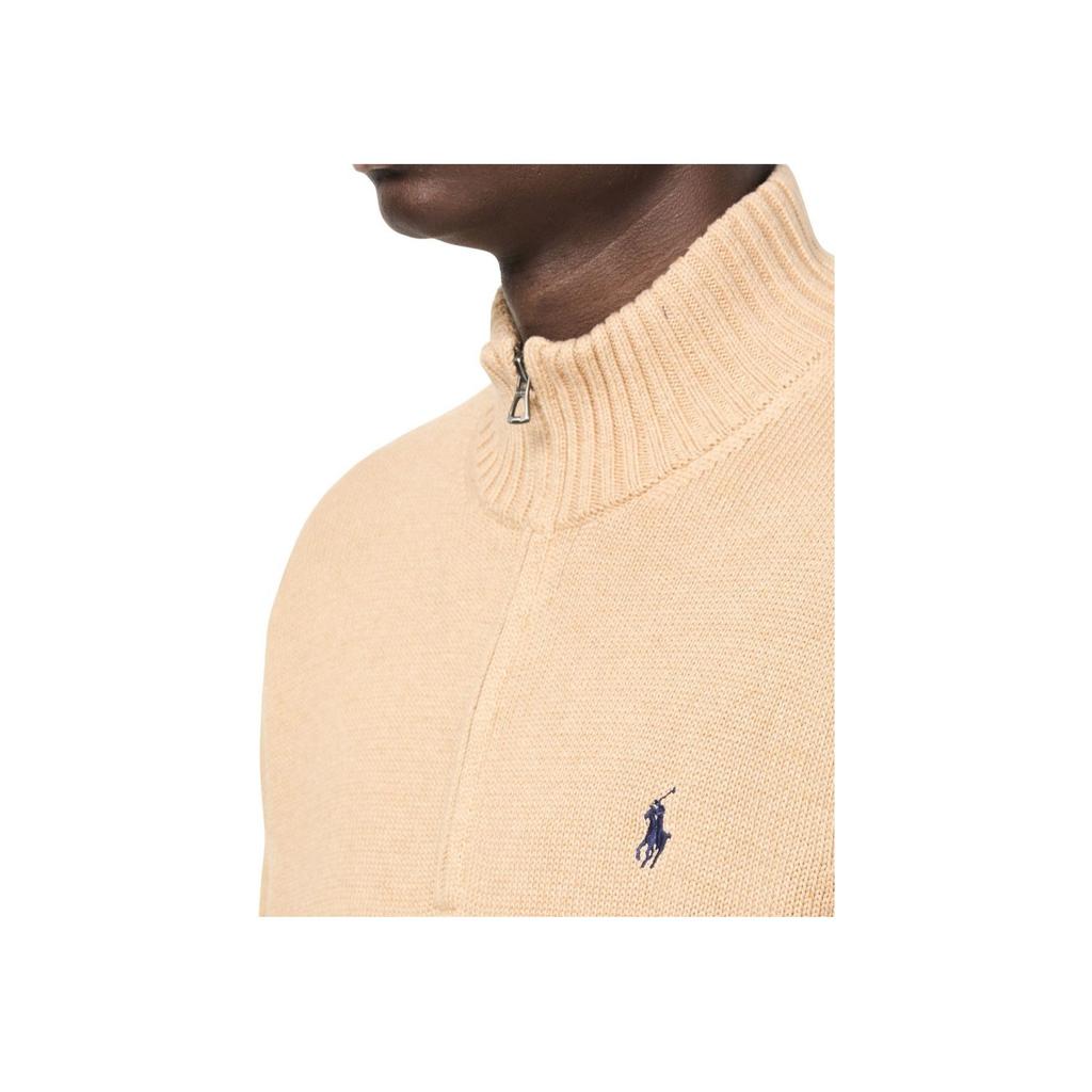 Polo Ralph Lauren Ribbed Collar Color Block Logo Embroidered Long Sleeve Knit Sweater Men Sweater 710859939-504