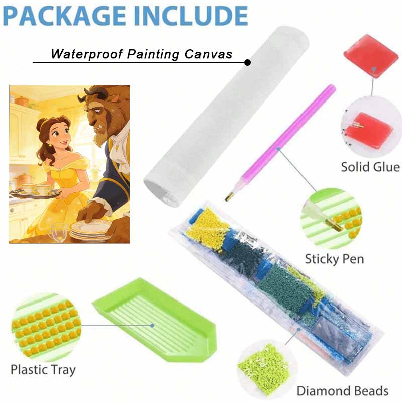 Disney Beauty and the Beast Diamond Painting Art Kit Handmade DIY 5D Home Decor Gift