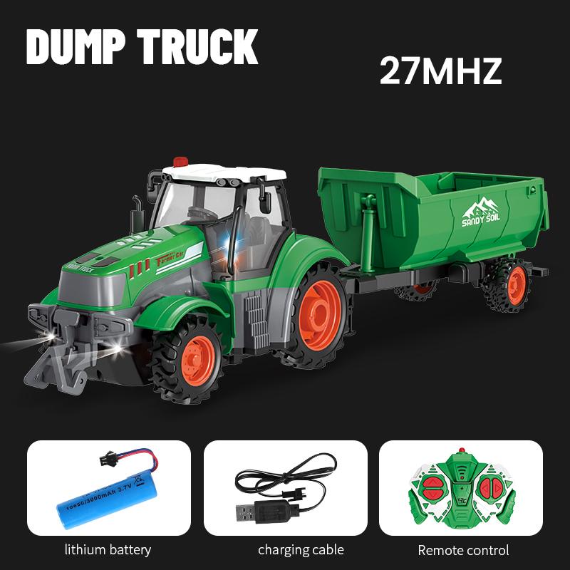 Non-Toxic Rc Farm Tractor 1/24 Remote Control Loader Trailer Farmer Truck Electric Transportation Car Model Toy Kid Children Birthday Gift