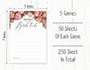 Inkdotpot Floral Theme Bachelorette Party Games Set Bundle of 5 (Activities for 50 Guest) Fun Bridal Shower Games Set