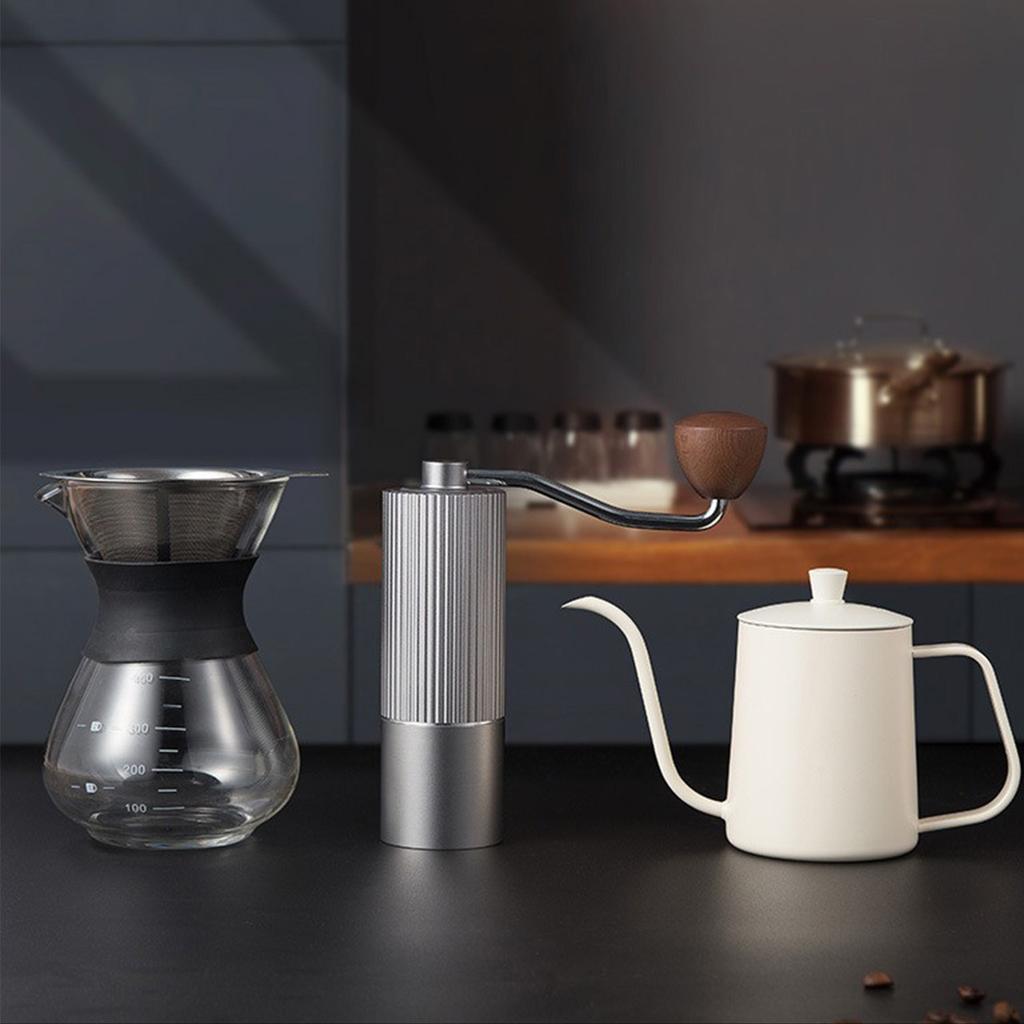 Manual Coffee Grinder with Ceramic Burr, Adjustable Hand Coffee Bean Grinder, Portable Stainless Steel Coffee Mill for Home, Office & Travel