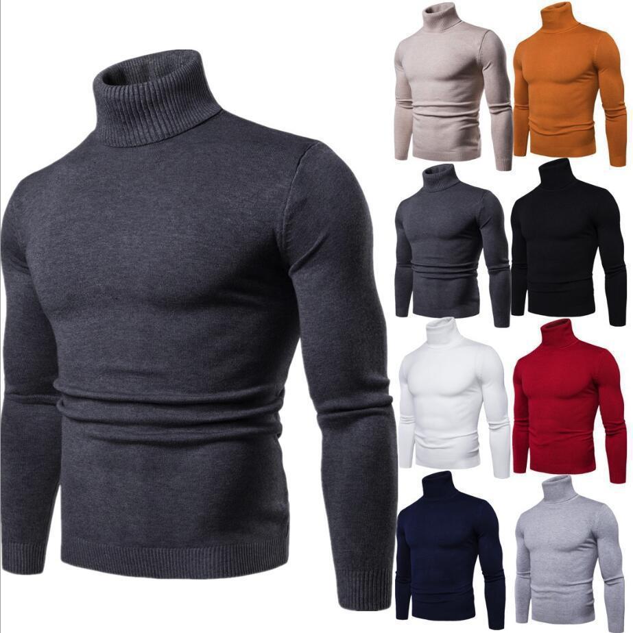 

Men s Slim Fit Turtleneck Knit Sweater M белый