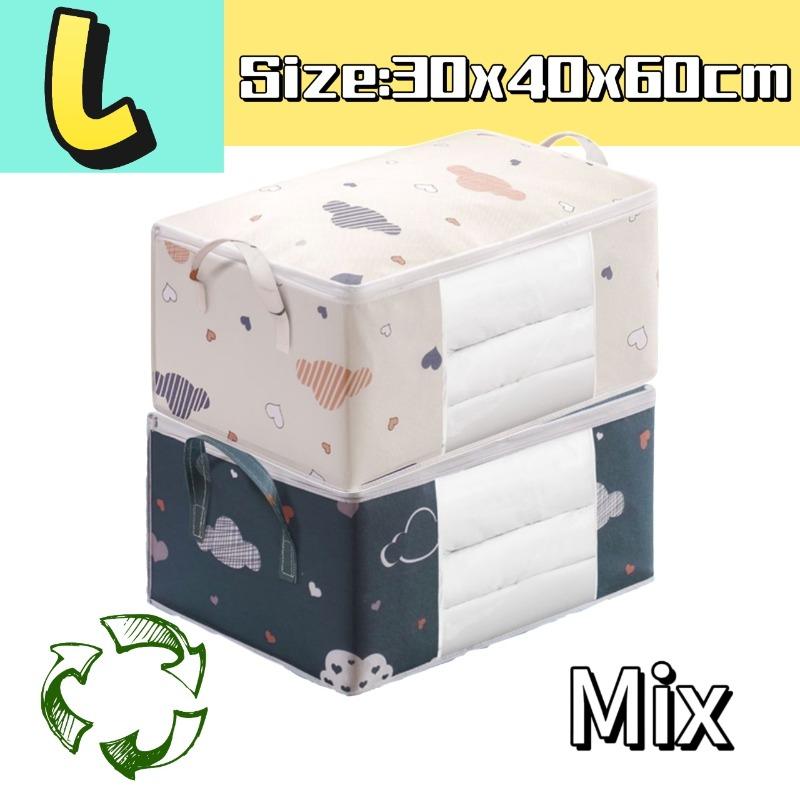 1/2pcs Blue/Beige Quilt Clothes Storage Bag Moisture Dust Proof Proof Organizer Big Capacity Duvet Blanket Sorting Bags