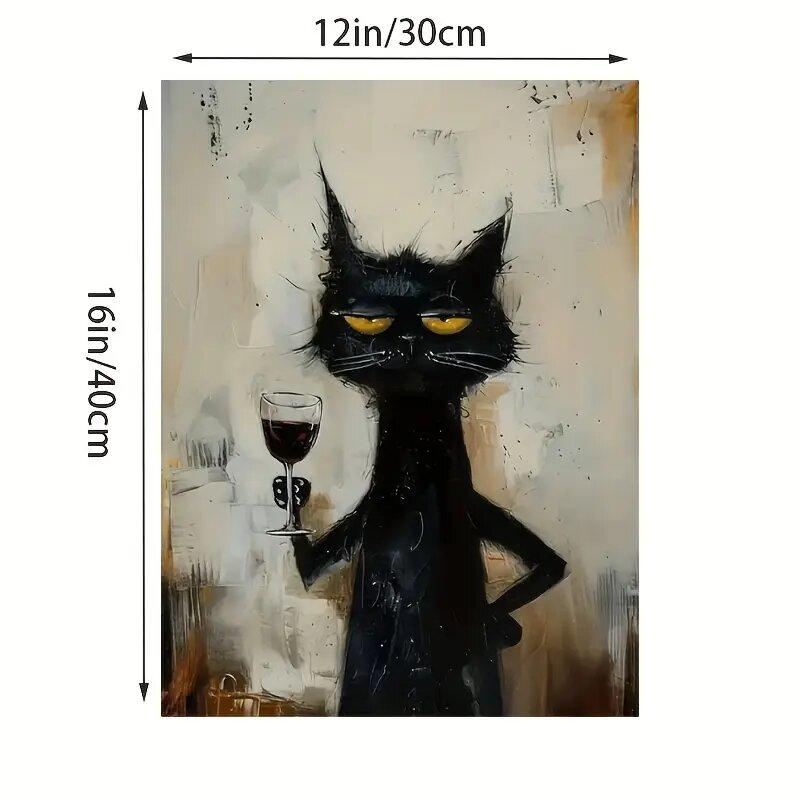 Animal Black Fashion Cat Printed Polyester Painting Wall Home Decoration Perfect Gift Ornament Curtain Minimalist Made Of Washable