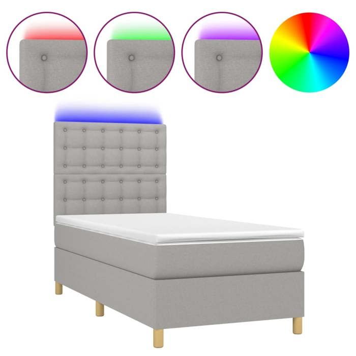 VidaXL Sommier à Lattes de Lit avec Matelas et LED, Lit Rembourré, Lit Simple, Lit Adulte de Chambre à Coucher Intérieur, 3135733