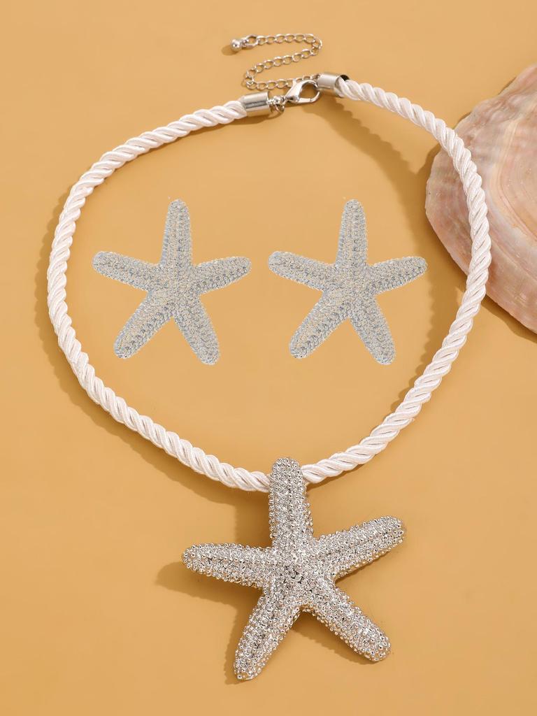 Bohemian Beach Style Conch Earrings & Necklace Set - Exaggerated Holiday Fashion Jewelry for Women