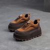 Fashion 6.5CM Women Mixed Colors Height Increasing Shoes Spring Autumn Cow Genuine Leather Round Toe Wedges Heel Platform Nop-slip Shoes