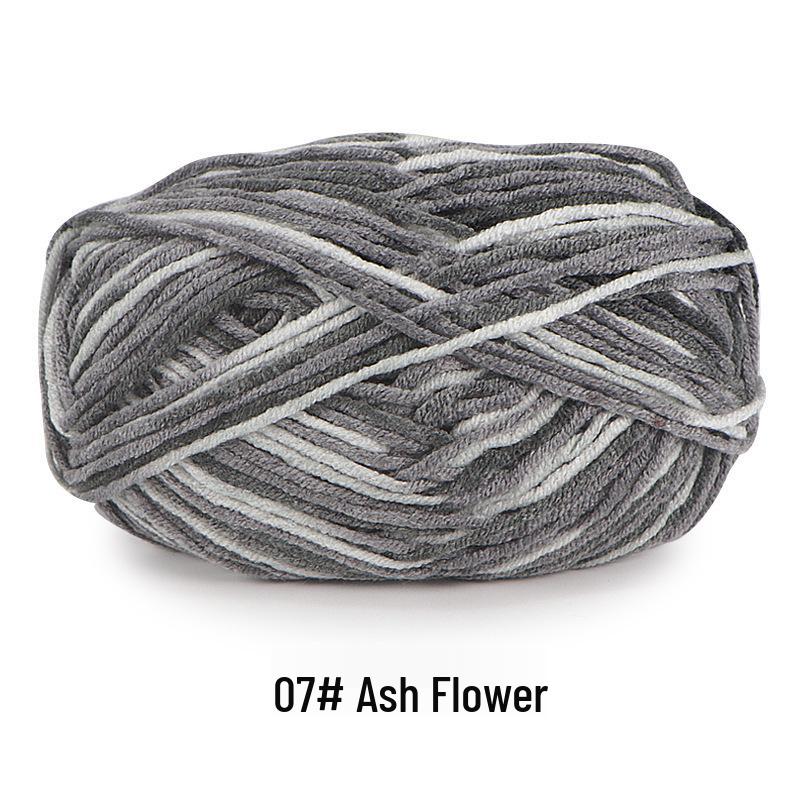 Aou Ou 5-Strand Variegated Milk Cotton Yarn Ball, Floral Medium-Thick, for Baby Scarves and Slippers.