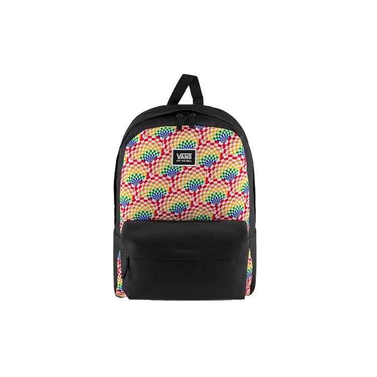 Vans Sports Casual Large Capacity Patchwork Rainbow Print Canvas Backpack Unisex Backpack Multicolor VN0A5EZERNC Multicolor