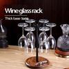 Wine Glass Rack, Tabletop Wine Glass Rack, Standing Countertop Organizer, Metal Wine Glass Rack with Wooden Base, Holds 6 Glasses (Black)