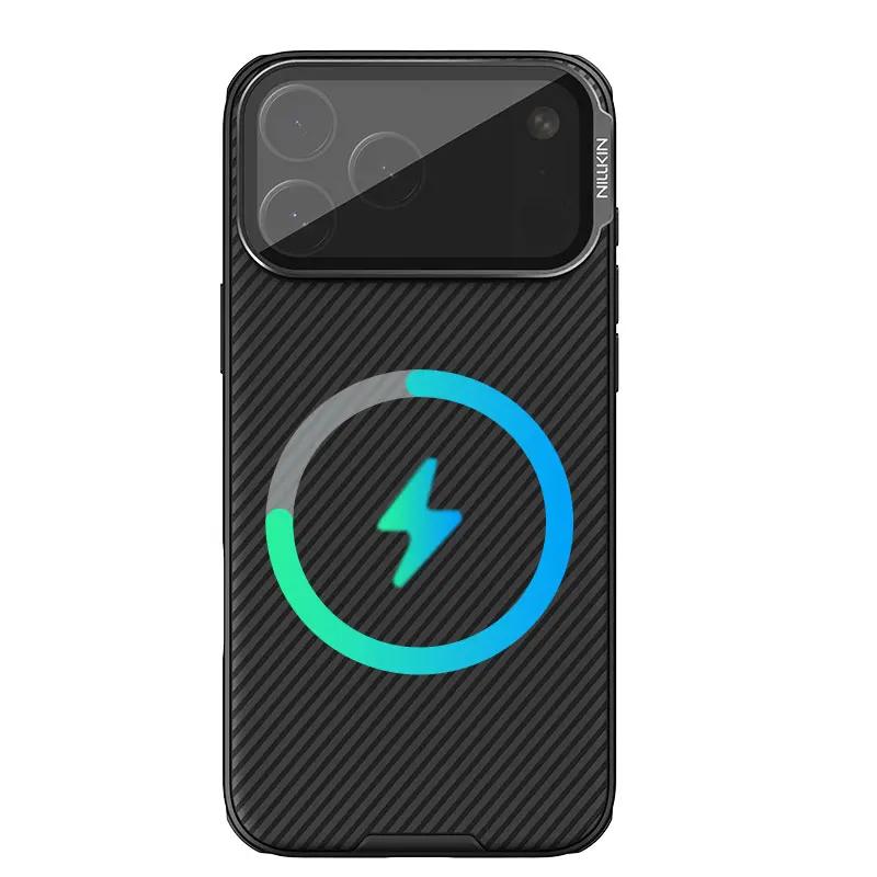 NILLKIN Mágneses tok iPhone 18 Pro/18 Pro Max készülékhez, Csúsztatható kameratakaró rejtett támasztóval, Alumínium támasztó, Ütésálló