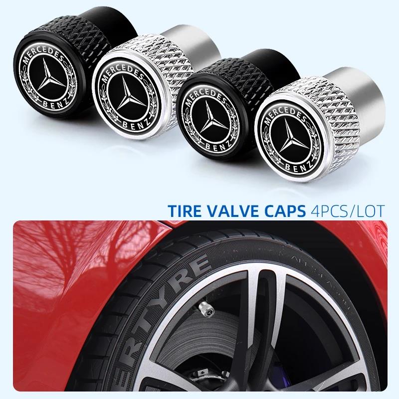 4Pcs Car Tire Valve Stems Cap Knurling Style Tire Valve Cap for Mercedes Benz AMG Brabus Maybach Smart W205 W204 GLC CLA GLK