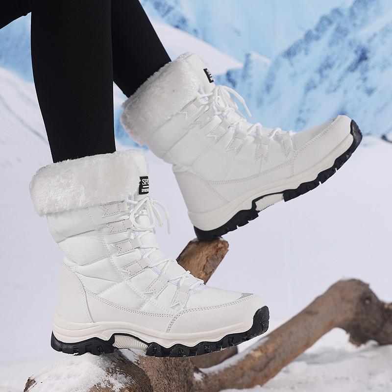 Large Size Cotton Shoes Women's Snow Boots Winter Warm Medium Boots Piled Thickened Outdoor Hiking Boots